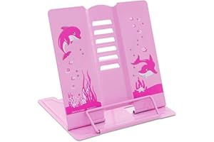 Ouceanwin Leseständer Metall, Buchstützen Buchständer Kinder Verstellbar Book Stand, Multifunktional Buchstutze Kochbuchhalter Faltbar Tablette Buchständer für Küche Arbeitszimmer Büro Schule (Rose)