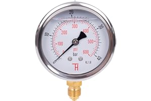 THERMIS Manometro (0-40 bar) Resistente agli urti G 1/4 connettore dal basso 63 mm 304G