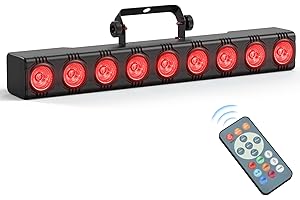 Fieryzeal Wallwasher Barra Luminosa LED 9 x 6W RGBW Luce da Palcoscenico Luci Discoteca a Ritmo di Musica Centralina dmx Strobo Faretto LED con Remoto Controllo per DJ Feste Esterno, 1 pezzo