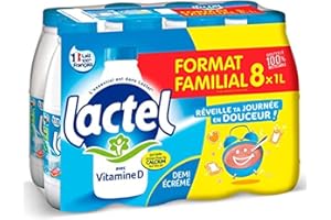 Lait Lactel demi écremé - 8 x 1 L