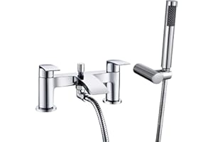 Hapilife Bath Mixer Taps Waterfall with Handheld Shower Head Bathroom Bathtub Tap with Shower Attachment Deck Mount Chrome Brass Tub Taps Monobloc Dual Lever