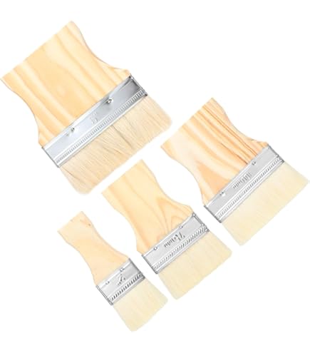 Set 3 Pennelli Piatti A Pagaia - Da 3/4/5 Pollici In Lana Con Manico In Pioppo