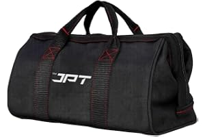 JPT 13-Inch Heavy Duty Tool Bag, Wide Mouth Tool Storage Bag, Large Capacity Tool Tote Bag for Electricians, Power Tools Organizer