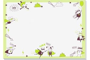 SIGEL HO900 Sottomano in carta – Supereroi – verde chiaro – A3 – senza data – neutro dal punto di vista linguistico – 30 fogli – certificazione FSC