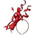 Caprilite Sinamay Headband Swirl Fascinator For Women Wedding Ascot Races (Red)