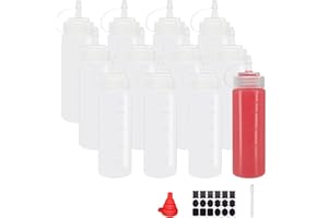 Belinlen 12 Pack 8 oz Plastic Squeeze Squirt Condiment Bottles with Twist On Cap Lids - for Condiments, Oil, Icing, Liquids, Art, Crafts–Set of 8