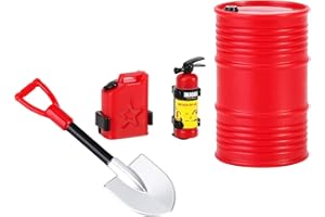 INJORA RC Decorazione 1/24 Crawler Auto Estintore/Serbatoio Carburante/Pala/Fusto Olio/Scala della Sabbia per Axial SCX24 FMS FCX24 AX24 Gladiator Bronco Deadbolt Upgrade,4PCS