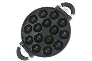 kieyeeno Poêle Ronde à Muffin, Takoyaki Pan Cuisine Poêle à Takoyaki En Fonte Antiadhésive Plateau de Moule de Cuisson Accessoires de Cuisine(15 Trous)
