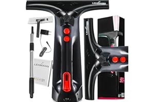 LEHMANN Akumulatorowa myjka do okien, 25 min. czas pracy baterii, szerokość czyszczenia 25 cm, 75 m² na jedno ładowanie, 100 ml zbiornik na brudną wodę, odkurzacz do okien z regulowanym drążkiem