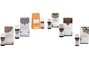 6 Aceites esenciales Goloka (esencias de HIMALAYAN WHITE MUSK, VAINILLA, NAGCHAMPA, WHITE SAGE, PATCHOULI Y PALO SANTO) para Humidificador, Decreto DORAZEN de la buena suerte.