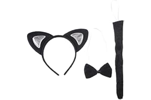 AYVRUOP AYV Niños Animales Orejas Diadema,3 PCS Diadema Orejas de Gato,Orejas de Gato Diadema Conjunto de Cola,Fiesta de Navidad Disfraz de Animal,Disfraz de Fiesta de Cosplay,Para Niños Niñas