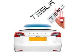 EV VISH Rear Boot/Trunk TESLA Emblem Full Kit - 3D TESLA Letters - Suitable For TESLA Models 3/Y/S/X - Fishing Line, Adhesive Remover, Microfibre Cloth, FULL PACKAGE (Black - EMBLEM ONLY)