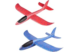 MAKFORT Kinder Flugzeug Spielzeug Outdoor Wurf Segelflugzeug Glider ca.38cm Blau