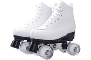 BMOZRM Doppelreihe Rollschuhe Damen Und Männer Schick Rollschuhe Vier Räder Rollerskates Draussen Sport Roll Schuhe for Erwachsene (Color : White+White Wheel, Size : 40 EU)