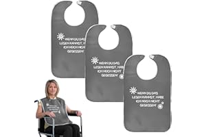 LANZLC Lätzchen für Erwachsene, 3 Stück Latz für Erwachsene Mehrweg Waschbar, Lustig Schlabberlatz für Senioren mit Klettverschluss, “WENN DU DAS LESEN KANNST, HABE ICH NOCH NICHT GEGESSEN”