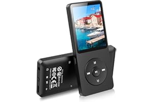 AGPTEK 64Go MP3 Bluetooth 5.3 avec Haut-Parleur & Bouton Volume, Lecteur Musical Portable Radio FM Enregistrement Podomètre Vidéo Baladeur sans Perte MP3 Sport Cadeau Adulte Enfant-Noir(sans Casque)