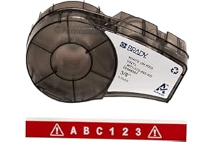 Brady Cinta de vinilo para impresoras de etiquetas M211 y M210 - Etiquetas adhesivas de vinilo - Blanco sobre rojo (9.53mm x 6.40m) - M21-375-595-RD