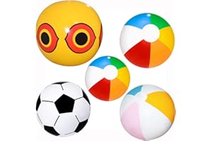 PIUMOJ Balles de Plage Gonflables, Ballons de Plage de Couleur Arc-en-Ciel pour la Fête de la Piscine, Ballons de Piscine de Plage Enfants Balles Jouets pour la Fête d'été à la Plage, 5 Pièces