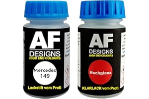 ALEX FLITTNER DESIGNS Penna a vernice per Mercedes/Daimler Benz 149 bianco polare + vernice trasparente da 50 ml ciascuna.