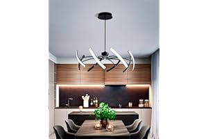 QAZPLM Moderne LED-Deckenleuchte DIY dimmbare LED-Pendelleuchte Wohnzimmerleuchte mit Fernbedienung, Kronleuchter gold/Kronleuchter schwarz für Esszimmer, Schlafzimmer, lampe wohnzimmer (8 Köpfe, schwarz)