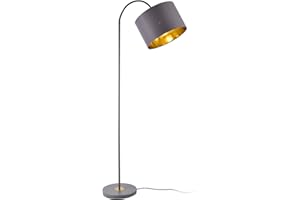 lux.pro Lampada da Terra Alta 173 cm Lampada a Stelo Curvo con Paralume Orientabile - Piantana con Abat-Jour Cilindrico in Tessuto - Grigio
