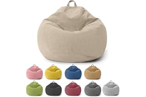 Chingcoo Pouf per bambini e adulti, solo rivestimento (senza imbottitura), sedia a sacco per camera da letto, ufficio, soggiorno, terrazza (beige)