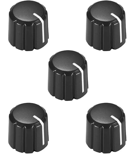 thumbnail image 2 of Mxuteuk 4-Pack Black Aluminum Guitar Knobs - 25x15.5mm, Screw Type, Fits 6mm Potentiometers For Electric Guitar & Bass 2 of 13