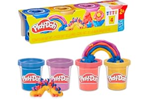 Play-Doh, Confezione di Pasta Modellabile con Brillantini Metallizzati, Giocattoli di Fantasia con Barattoli Colorati, per Bambini e Bambine dai 2 Anni in su, Contiene 4 Vasetti