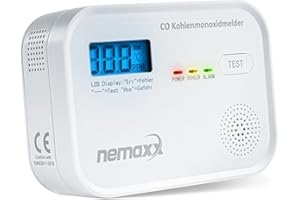 NEMAXX® CM18 Kohlenmonoxid-Melder – 10 Jahre Lebensdauer, 85 dB Alarm, EN 50291-1:2018 geprüft, elektrochemischer Sensor, batteriebetrieben, CO-Warnmelder für Zuhause & Heizungskeller
