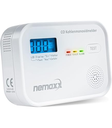 Nemaxx CO-melder, koolmonoxidemelder, gasmelder, gasalarm, methaan, propaan, alarm, detector, sensor, rookmelder, waarschuwingsmelder 1 Stuk wit