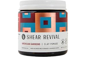 Shear Revival American Gardens - Argilla per capelli a fissazione forte, per uomo, finitura opaca, vegana, a base vegetale, fatto a mano con aloe e burro di karité