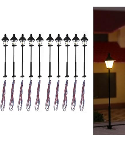 10 Stück Modell Spur Z LED Lampen 21mm 1:200-1:220 Leuchte Straßenlampen