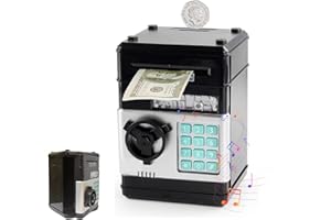 ZHOPUIMIU Hucha Electronica para Niños Contraseña Juguete - Hucha con Música y Cajero Electrónico Caja Fuerte para Monedas con Bloqueo de Contraseña & Automático de Dinero Cumpleaños Niños y Niñas