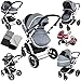 i-Safe System - Grey Trio Travel System Pram & Luxury Stroller 3 in 1 Complete With Car Seat + Footmuff + Carseat Footmuff + RainCovers