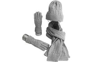 WARMIEHOMY Chapeau Gants Écharpe Ensemble pour Femmes Dames Filles Doux Chaud Bonnet Tricoté Bonnet Long Écharpe 3 en 1 Hiver Épais Ensemble pour Promenade en Plein Air Faire des Achats Ski Pêche Camping
