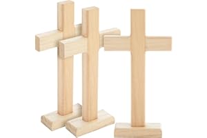 Juvale 3-Pack Unfinished Wood Cross, Standing Table Cross, 22.1 x 8 x 13.6 cm
