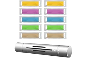 LPOLKVEMELH Car Air Freshener, Vent Clip Natural Essential Oil Diffuser with 10 Aromatherapy Sticks 1 Aluminum-alloy Holder, Car Smell Solid Perfume Purifier (Sliver, Various Scents)