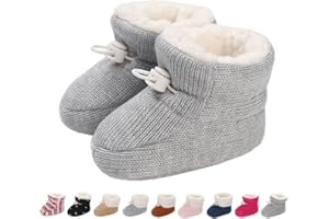 MONSTOYO Chaussures Premier Pas Bébé Garçon Fille Chaussons Chaud Fourrés Hiver Chaussettes Polaire Antidérapant Enfant Bottes de Neige Semelle Souple Bottines Naissance Bottillons 0-18 Mois