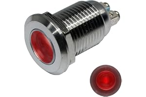 Lampka sygnalizacyjna Lumonic LED 12mm czerwona wykonana ze stali nierdzewnej I Lampka sygnalizacyjna z polaczeniem srubowym - IP67 I Lampka sygnalizacyjna do samochodu na napiecie LED 6V, 12V & 24V