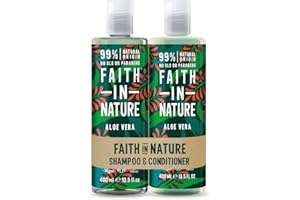 Faith in Nature Naturel Aloe Vera Shampoing et Après-Shampoing, Rajeunissant, Végan et Respectueux des Animaux, Sans Parabènes et Sans SLS, Cheveux Normaux à Secs, 2 x 400ml