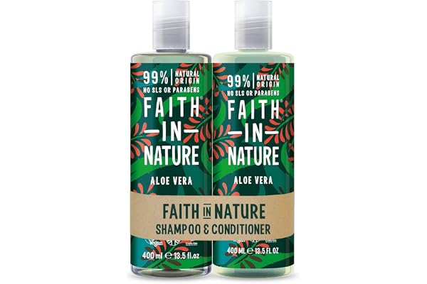 Faith in Nature Naturel Aloe Vera Shampoing et Après-Shampoing, Rajeunissant, Végan et Respectueux des Animaux, Sans Parabènes et Sans SLS, Cheveux Normaux à Secs, 2 x 400ml
