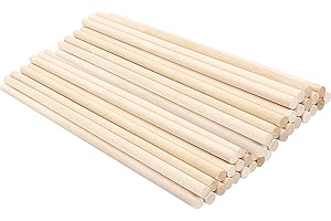 CTFOREST 30 Pezzi Bastone Legno Naturale Rotondo, Bastoncini Legno per L'artigianato, Canna Tonda Artigianale, Può Essere Utilizzato per Realizzare Modelli, Arte fai da te(Legno)