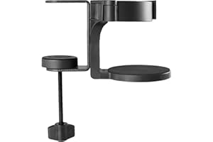 UNKNOWN VIVO zaciskowy uchwyt na biurko i kubek do łóżka, regulowany uchwyt na napoje, wsparcie dla butelek wodnych, kubków do kawy, łatwy montaż, poziomy lub pionowy montaż powierzchniowy, czarny, uchwyt