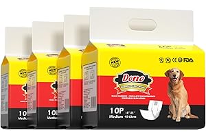Pañales para Perros Desechables DONO Paños para Perros machos Pañales para Mascotas Suaves absorbentes Super, incluidos Cuatro tamaños, pañales con indicador de Humedad (M 40 Count (18"-25"))