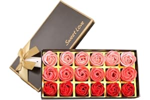 WEIYE 18PCS Soap Rose Flower - Flora Scented Soap Rose Flower - Plant Essential Oil Soap, Gift for Anniversary/Birthday/Wedding/Valentine’s Day Box