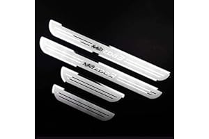 EAGLEG 4pcs Car Outer Door Sill Protector Kick Plates for Mazda 3 Axela 2014-2019, Stainless Steel Auto Accessories Scuff Guard Threshold Cover Pedal, Sticker Trim Non-Slip,Silver