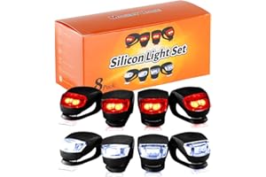 Monkey Home 8 Stück Kinder-Scooter-Licht, IPX5 Wasserdicht Led Rucksack Licht Kinderwagen Licht Für Durchmesser Ф22.2-Ф31.8mm Kinderroller, Laufrad, Buggy, Nacht & Regen (2025 Desgin)