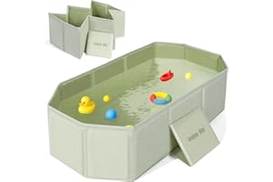 Orzbow Składana wanienka dla niemowląt, przenośna wanna dla noworodków z trójkątnym uchem ukośnym, wanna podróżna dla małych dzieci, odpowiednia dla wieku 0-8, składana do 0,1 m³, zielona