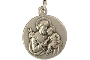 I G J Médaille de Saint-Joseph Argent Massif 925 - Saint Patron des travailleurs et de la Bonne Mort