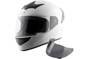 BIKE IT Motorcycle Full Face Crash Helmet Motorbike Scooter Free Smoked Visor Axor Rage White Gloss